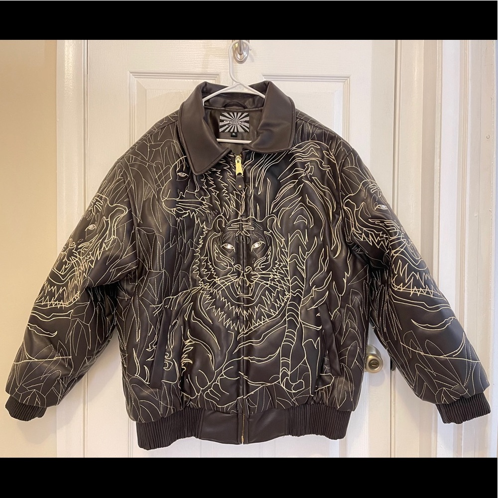 Bluez Brown Double Insulated Vegan Leather Coat